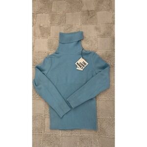 Dorce Vintage Turtleneck Sweater Women 14 Blue NEW Wool Contour Knit